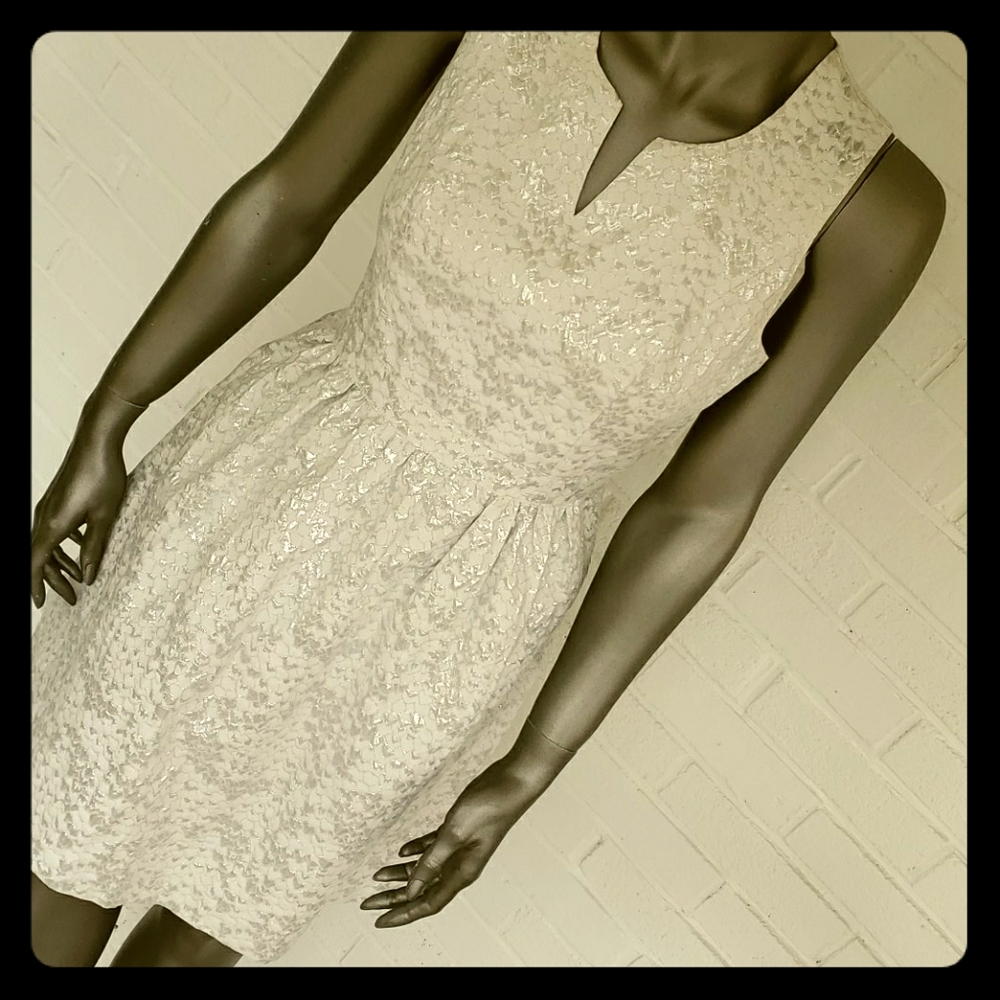 Kensie white silver empire waist formal dress
